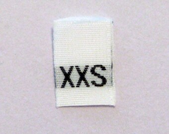Size XXS (Extra Extra Small) Woven Clothing Size Tags (Package of 1000)