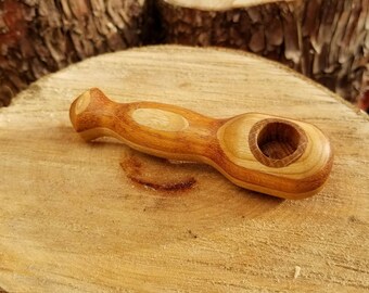 Dark figured maple and mahogany smoking pipe, small wood smoking pipe, maple and mahogany