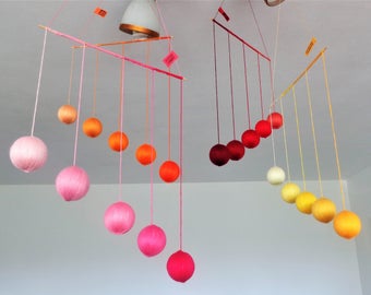 Montessori Gobbi mobiles warm colors
