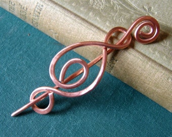Madonna Swirl Copper Shawl Pin, Sweater Brooch, Fastener, Scarf Pin, Closure - Women Knitting Accessory - Hair Pin Accessories