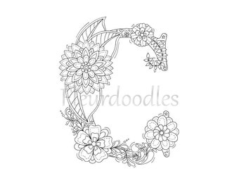 coloring page floral letters nursery alphabet m hand letter c color pages