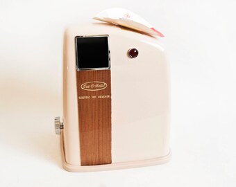 Vintage NEW Rival Ice O Matic Electric Ice Crusher, Tan Pink MCM Barware Kitchen Prop (Working Condition)