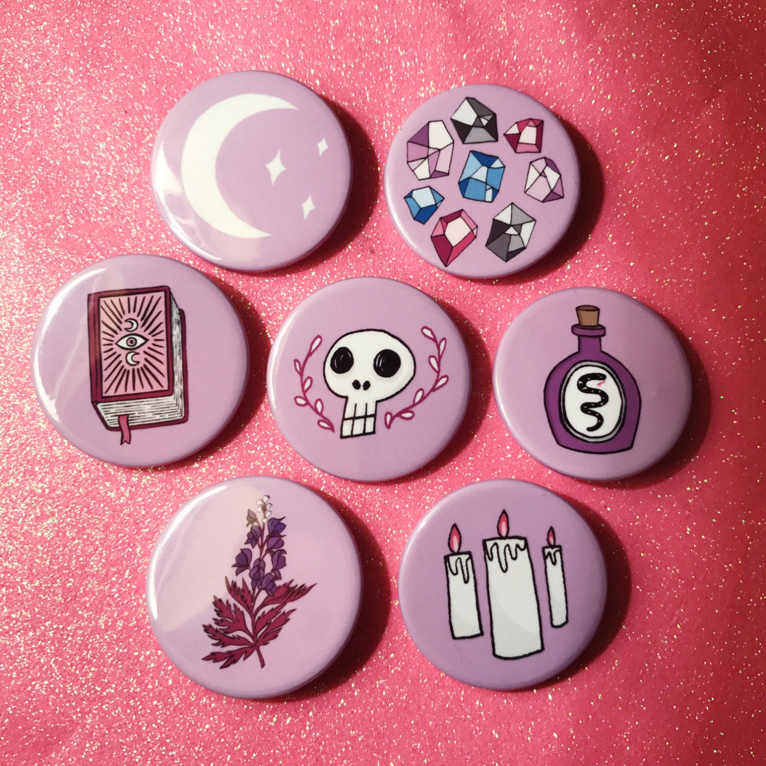 Spellbound Badge Set Witch Magic Spells Spellbook