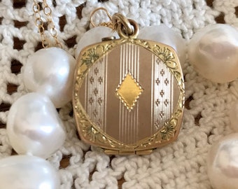 Antique Gold Filled Locket ~ Antique Gold Locket ~ Antique Locket ~ Art Deco Locket ~ HF Barrows Locket ~ NBJGF3304a