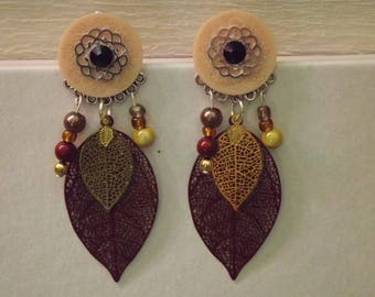 Brown and gold filigree earrings
