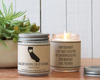 Northern California Scented Candle - Homesick Gift | Home Town Gift | State Scented Candle | I Love California | College Student Gift |