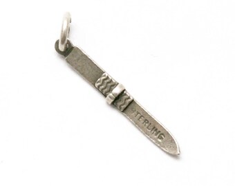 Snow Ski Bracelet Charm Vintage Sterling Silver
