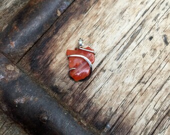 Carnelian shard in forged sterling silver