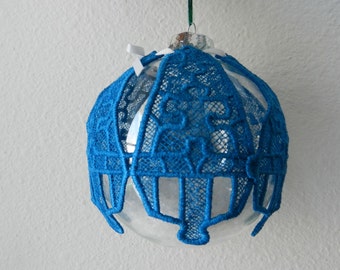 Autism awareness lace christmas ornament