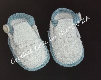 Bambino ragazzo scarpe stivaletti Sandali fatti a mano all'uncinetto con pulsanti Doppia Sole battesimo uncinetto battesimo bambino scarpe bambini crochet