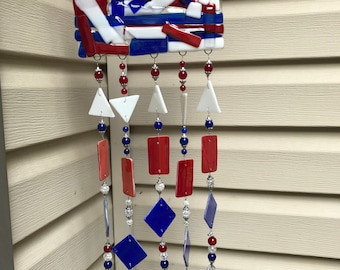 Fused Glass Wind Chime American Abstact