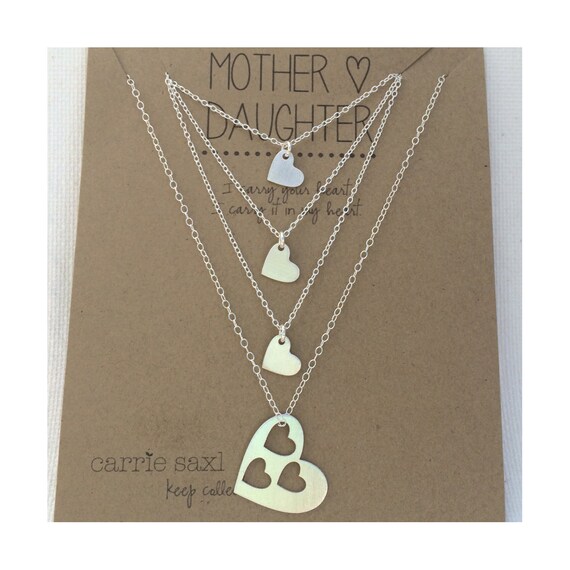 Mother Daughter Necklace Set mother 3 daughters silver