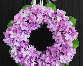 Purple Hydrangea Spring Summer Front Door Wreath - 22" Diameter