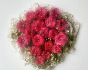 Felt Flowers and Mohair Locks- Felt Beads