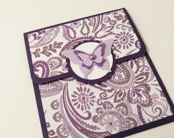 Purple Butterfly Card Gift Card Holder With Envelope Mothers Day Card Bridal Shower Baby Shower Birthday Card For Her Money Holder Get Well