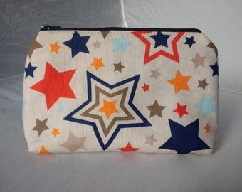 Stars Traingle Zip Pouch. Make-up/Toiletries bag or Pencil Case