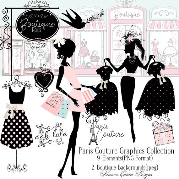 Boutique clip art paris clip art dress clip art card making