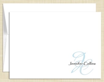 Monogram Stationery - set of 10 - folded note cards - STYLISH MONOGRAM