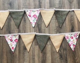 Floral and Harris Tweed bunting, 2m