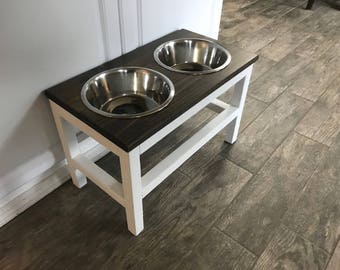 The Modern Farmhouse Style Raised Dog Feeder Raised Dog Bowl Stand Elevated Dog Bowl Dog Feeder Pet Puppy Bowl Feeding Stand