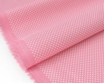 Poplin fabric silky flowing white dots background old pink x 50cm