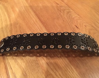 Black Leather Belt Bracelet