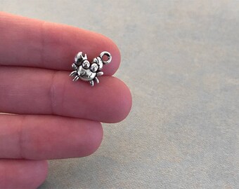 10 Antiqued Silver Crab Charms 12mm x 12mm