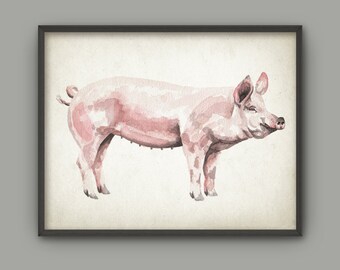 Pig watercolor | Etsy