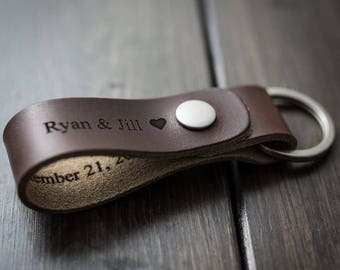 Customized Keychain, Personalized Keychain, Leather Key Chain, Custom Keychain - Chocolate