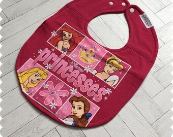 Disney Princess Baby Bib, Recycled T-Shirt Bib, Disney Baby Shower, Baby Girl Gifts, Disney Baby