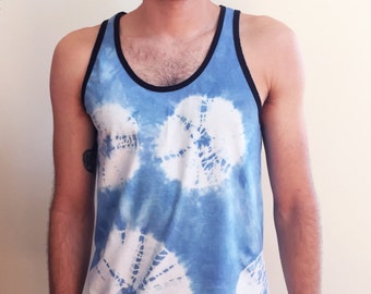 American Apparel, Cotton tank top, festival shirt, shibori shirt, tie dye shirt, psychedelic clothing, urban outfitters, hand dyed shirt