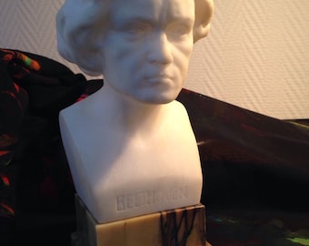 19th century Beethoven Bust alabaster and marble