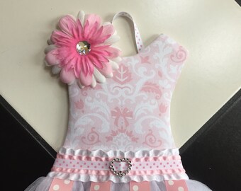 Tutu Hair Bow Holder Pink White Damask Polka Dot Nursery Hair Bow Holder