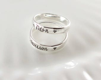 Mothers rings - Stackable rings - Name rings - Sterling silver - Personalized hand stamped jewelry - Mommy jewelry - Gift mom - Mothers Day