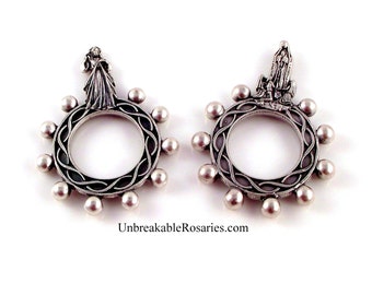 Sturdy Italian Rosary Rings Pocket Rosaries Our Lady of Fatima or The Divine Mercy of Jesus