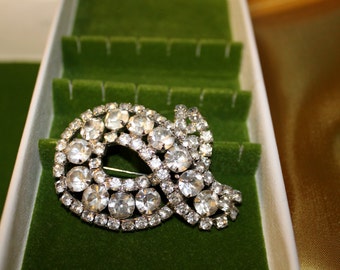 Ribbon Rhinestone brooch 1950's