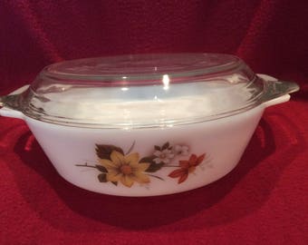Pyrex JAJ Autumn Glory Dahlia Round Casserole Dish 3 pint #513