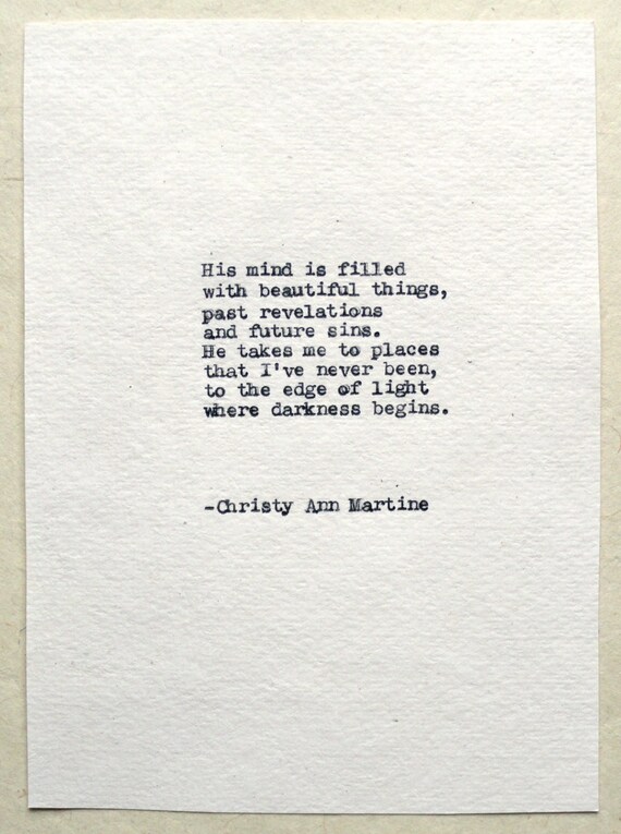 Romantic Gift for Him - Beautiful Things Poem Hand Typed by Author - His Mind is Filled with Beautiful Things Gifts for Boyfriend or Husband