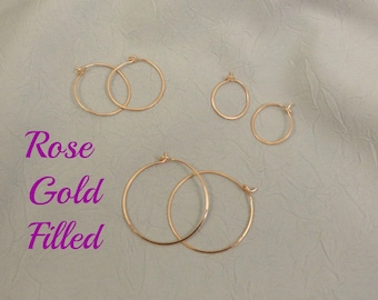 A Set of Rose Gold Filled Hoops