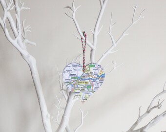 Personalised Heart Map Christmas Decoration - Choose your Location