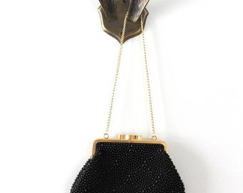 Black Purse, Beaded Purse, Black Beaded Purse, Black Evening Purse, Black Evening Bag, Evening Bag, Black & Gold Purse, Wedding Purse