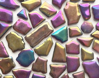 Metallic Purple Blue JIGSAW Puzzles Mosaic Tiles//Mosaic Pieces//Mosaic Supplies//Jewelry//Craft