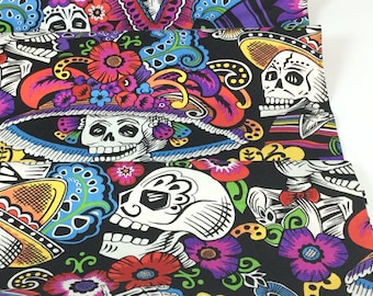 Dia De La Catrina Black Color ~ Folklorico Collection for Alexander Henry, Cotton Quilt Fabric