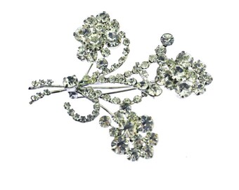 Vintage Austia Rhinestone Flower Brooch, Rhinestone Flower Pin, Large Rhinestone Brooch, Vintage Rhinestone Pin