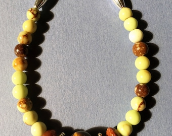 8"Tigereye and Jasper Beaded Bracelet