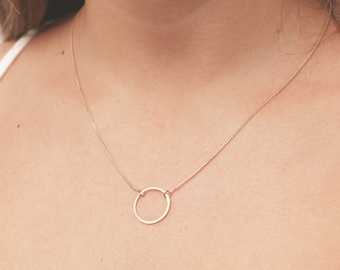 Dainty Circle Necklace Karma Necklace Eternity Everyday Gold Filled or Sterling Silver Necklace Simple Layering Necklace.