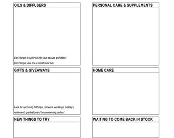 ER Shopping List - Young Living - Printable