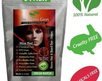 Wine Red Henna Hair Dye Powder 100g ( 3.53 Oz ) - 100% Natural Product