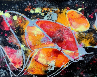 Floating- Abstract Watercolor Framed Painting