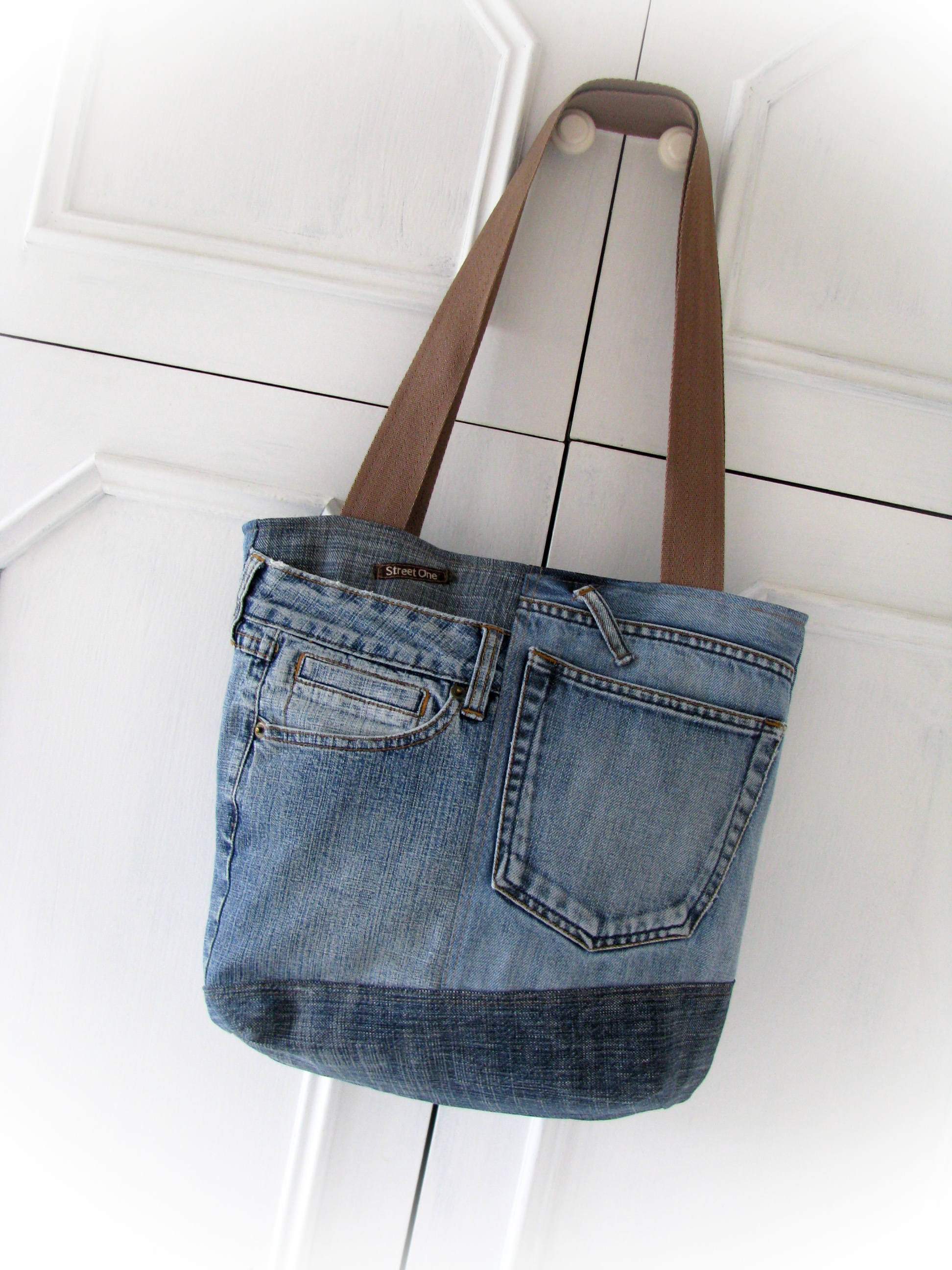 Denim Bag Jeans Bag Patchwork Bag Handmade Bag Recycled Jeans